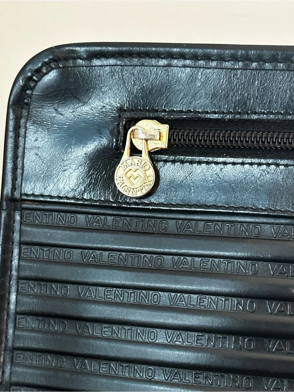 Mario Valentino Signature Stripe Leather Clutch & Dustbag